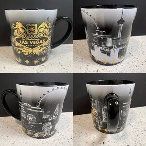 LAS VEGAS Gold Sparkle B&W Cityscape Souvenir Mug | 4.25" x 4" | Like New